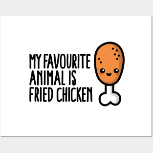 My favourite animal is fried chicken, cute cartoon Posters and Art